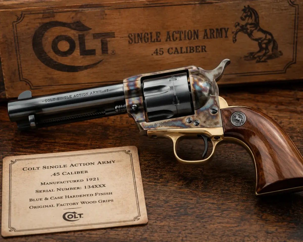 Vintage Colt Single Action Army revolver with presentation box
