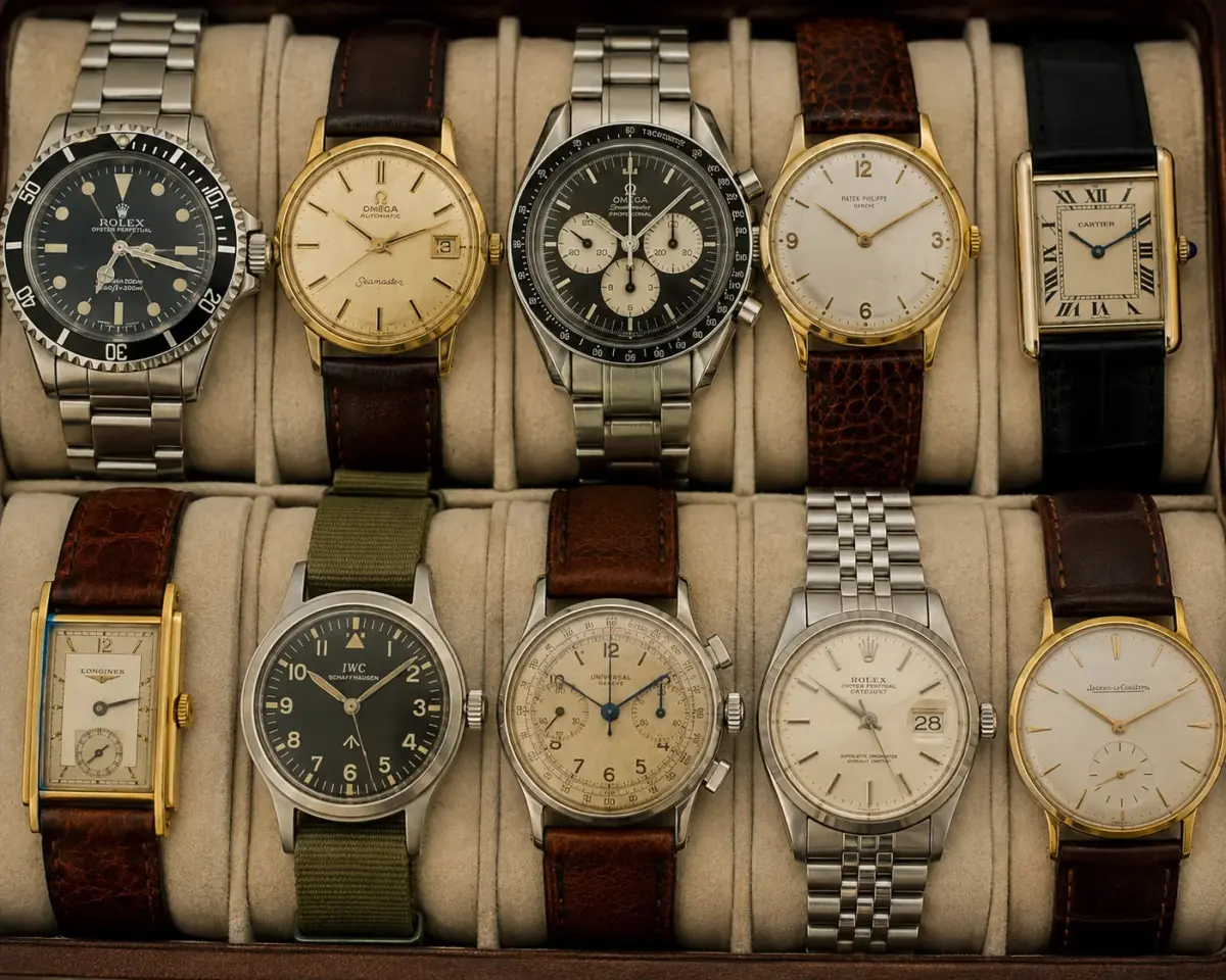 Collection of vintage and luxury wristwatches